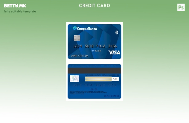 модерен стил шаблон за класична картичка за виза Костарика Coopealianza